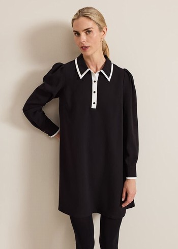 Phase Eight Gina Collar Swing Dress Black Australia | FG6107824